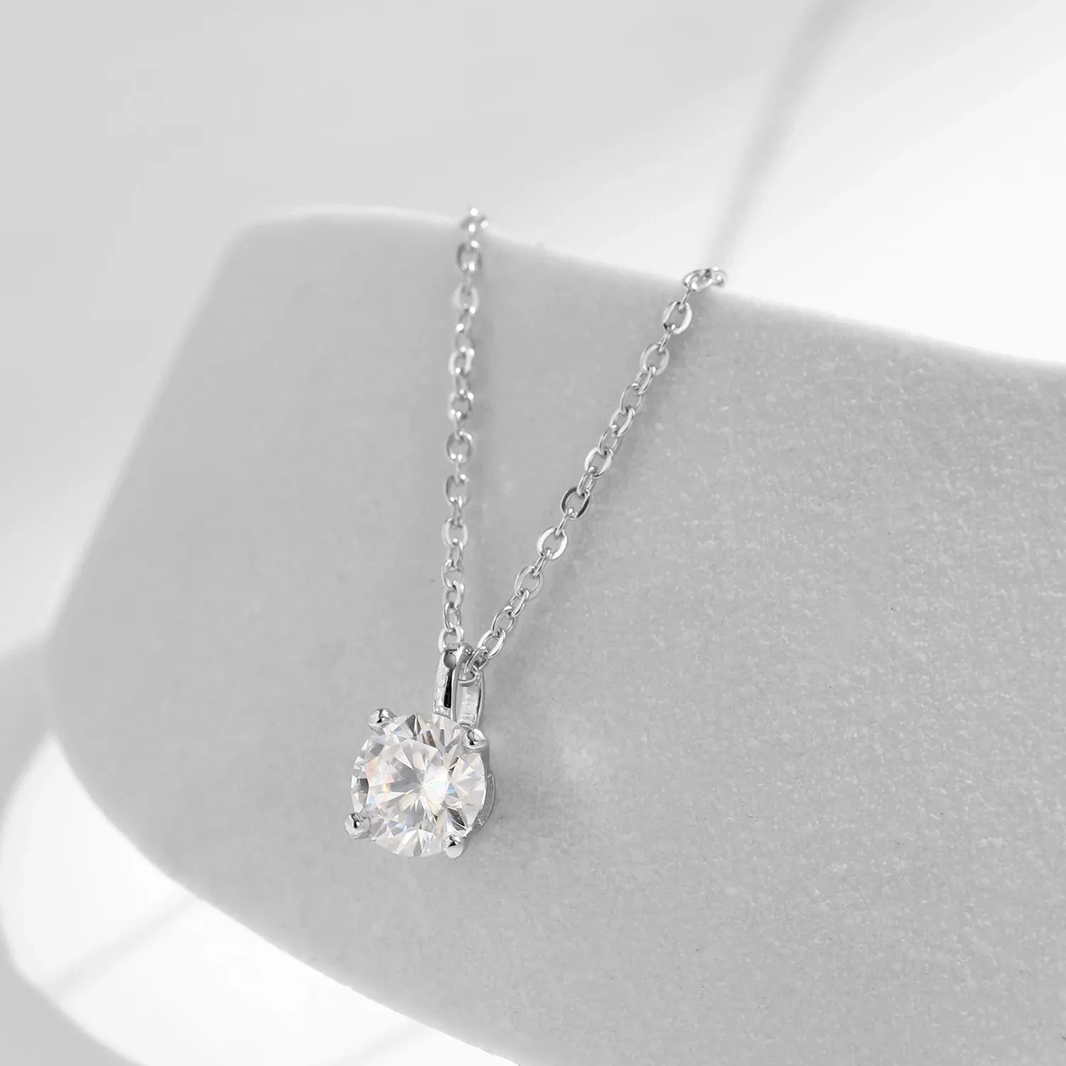 MODIAN Moissanite 1 Carat Prong Setting collana argento 925