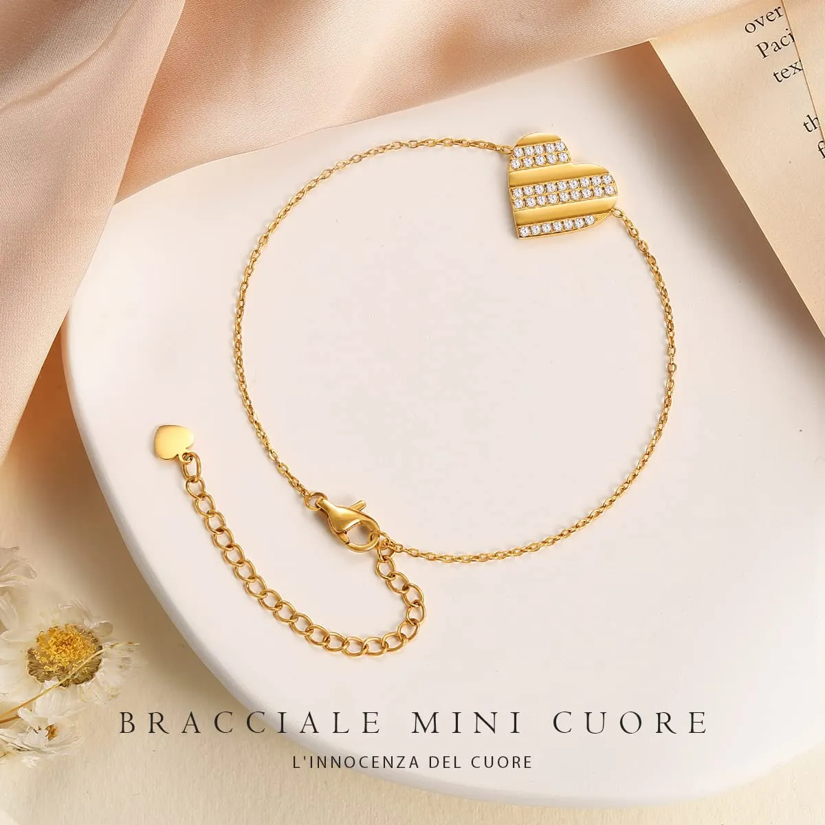 CDE Cuore bracciale zirconi regolabile luminoso