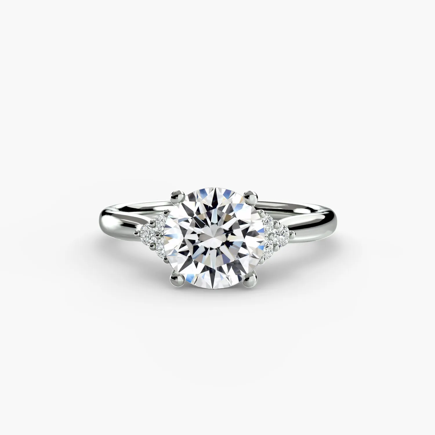 SINICO Cluster Shoulders anello solitario oro bianco 18Kt tondo