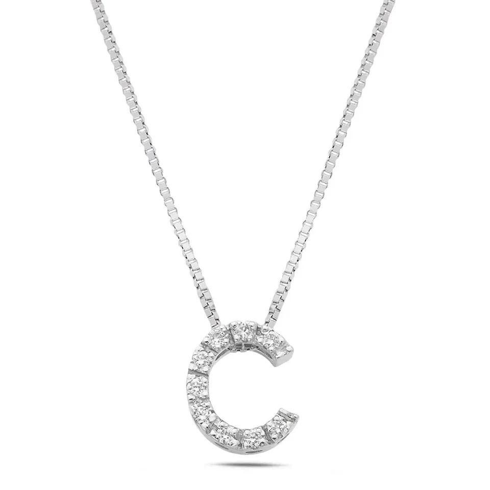Sinico Letters C piccola collana oro 42 cm diamanti