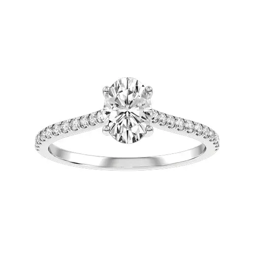 Sinico Promesse Anello Fidanzamento Ovale Oro Bianco 12,5 Diamante