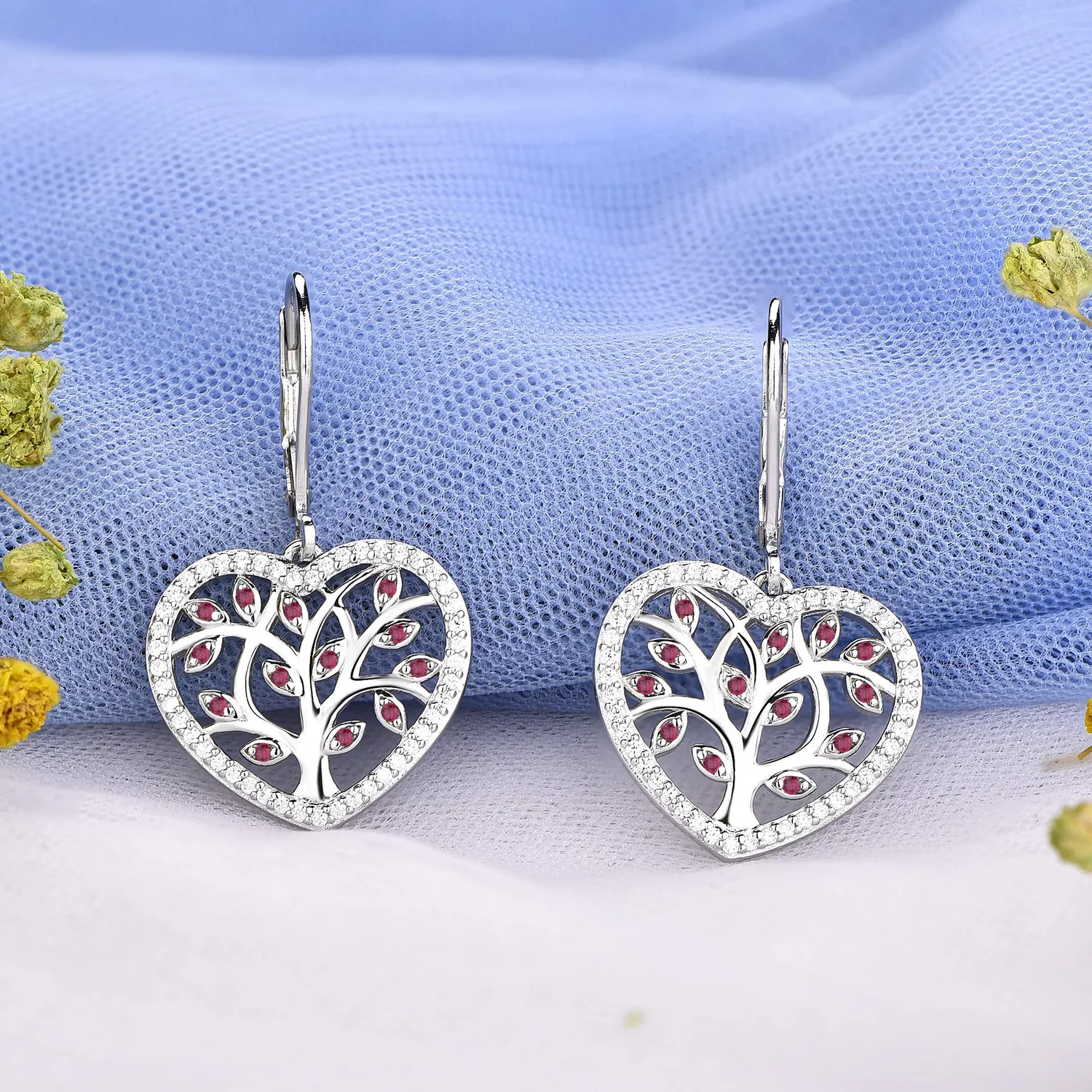YL Albero della Vita Orecchini Argento 925 Verdi