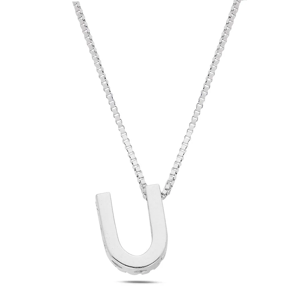 Sinico Letters lettera U piccola collana oro 42 cm diamanti
