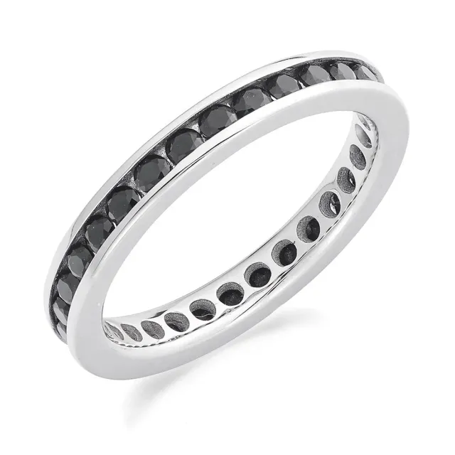 Sinico Eternity Binario anello oro bianco zirconia neri