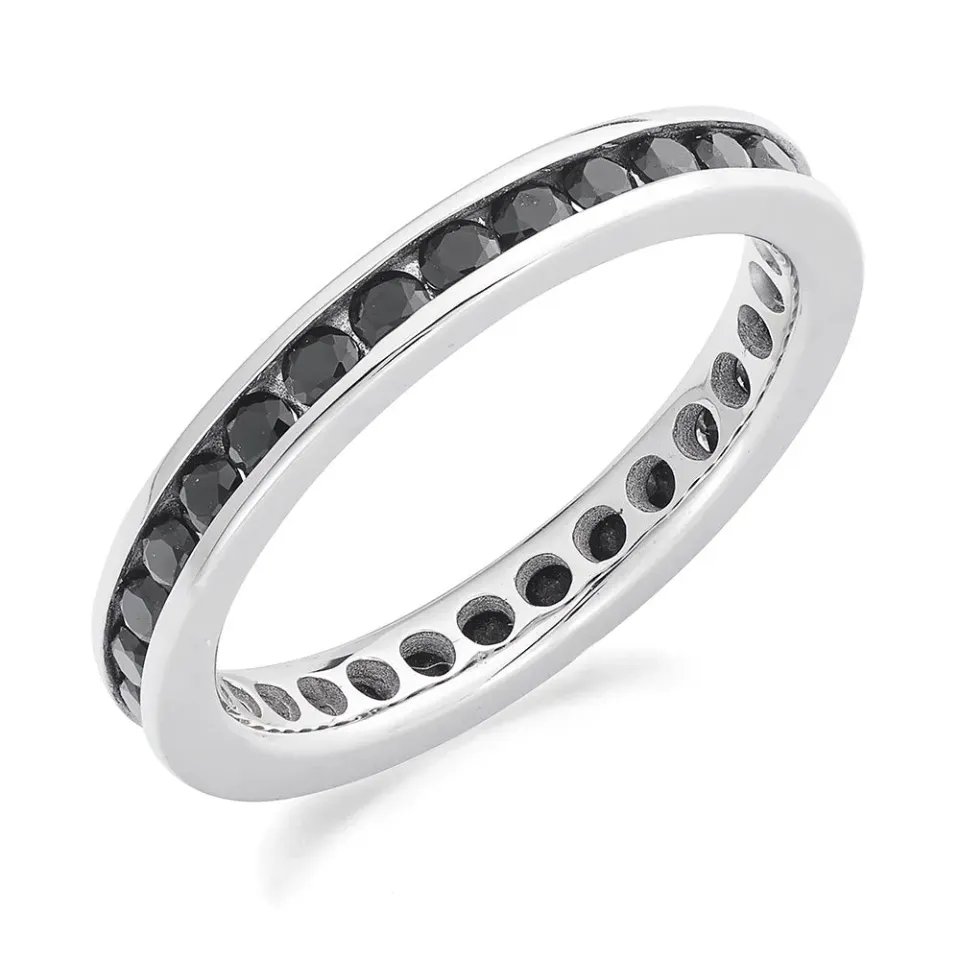 Sinico Eternity Binario anello oro bianco zirconia neri