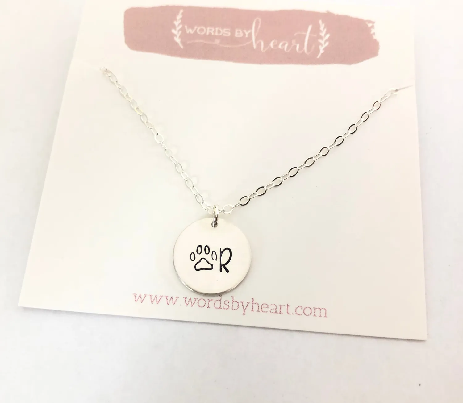 WordsByHeartCo A La Carte Ciondolo Disco 1/2 Argento 925 Inciso