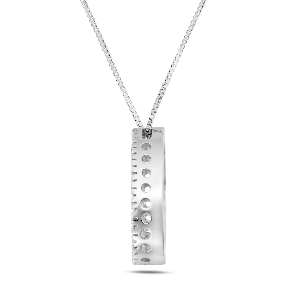 SINICO Letters collana lettera grande O in oro bianco con diamanti