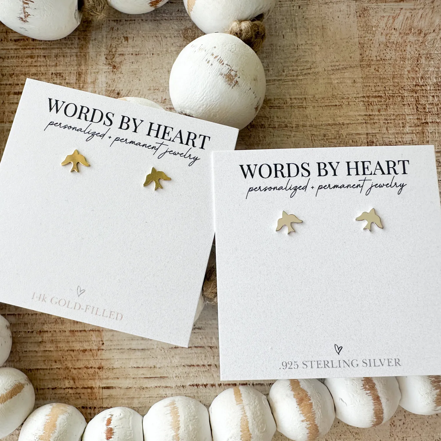 WordsByHeartCo Sparrow orecchini perno argento 925 passero