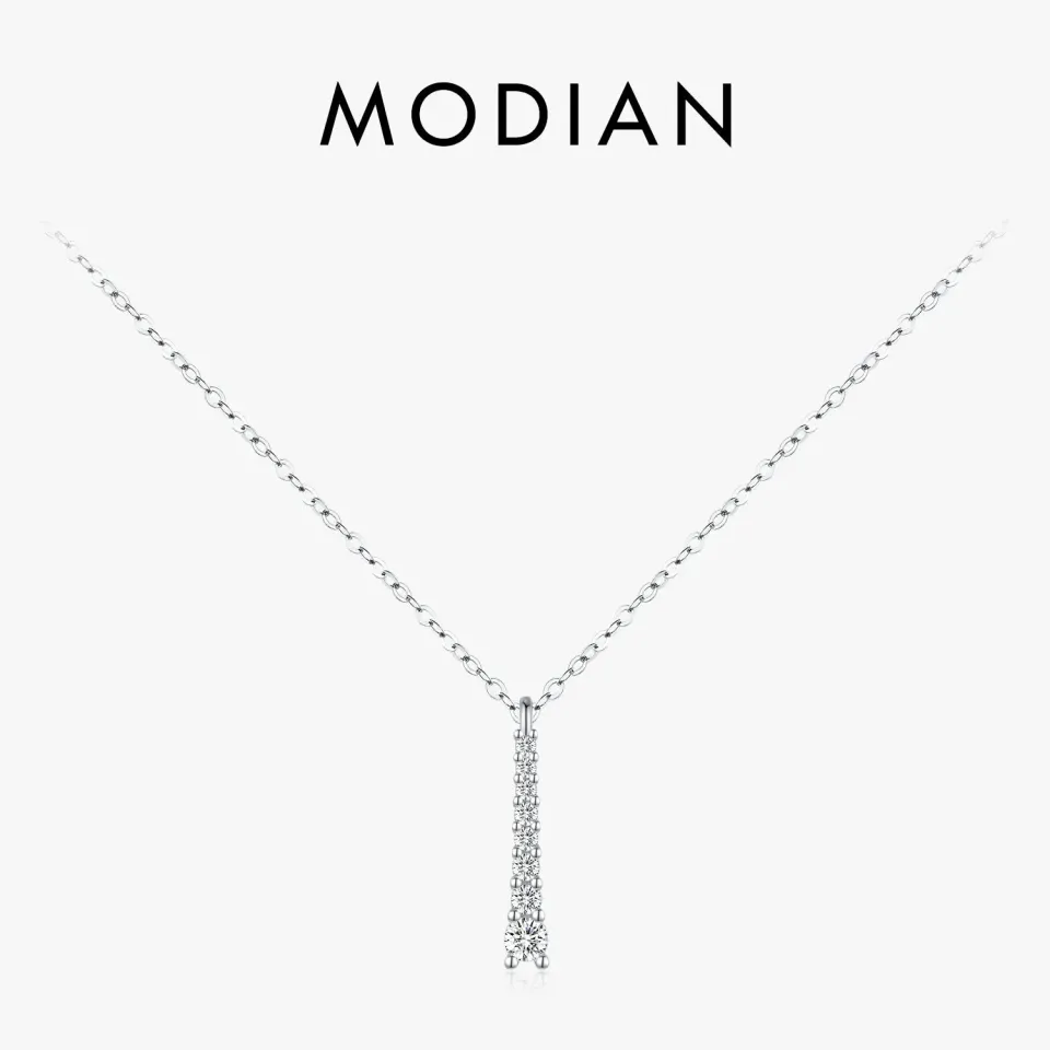 MODIAN Minimalist collana moissanite argento 925 sottile