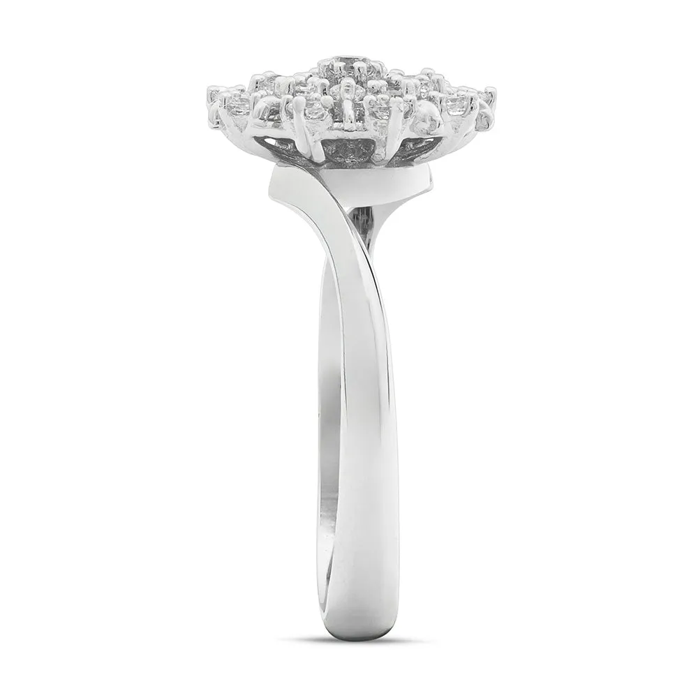 Sinico Classic anello fiocco neve oro bianco 18Kt zirconi