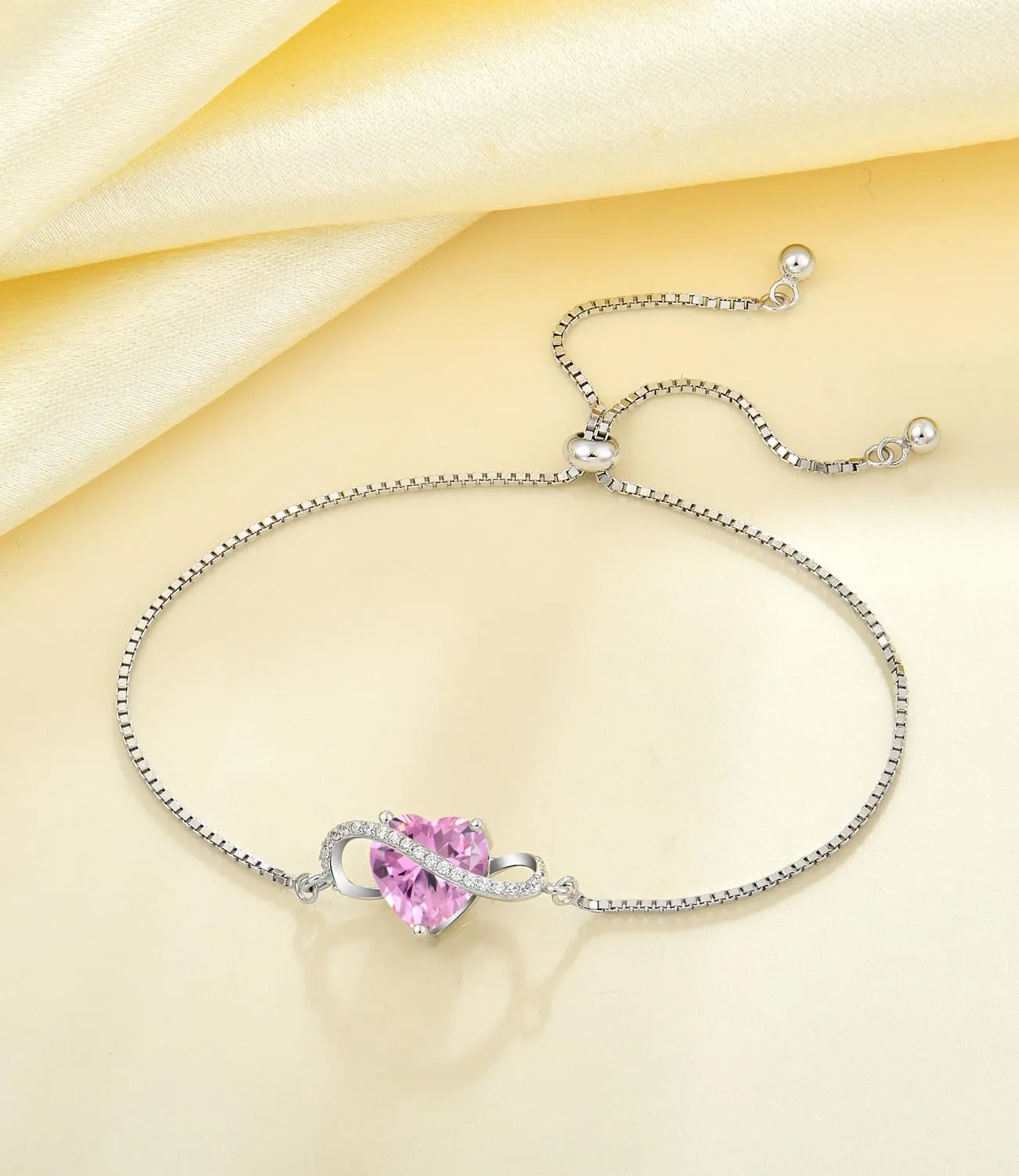 YL Bracciale Cuore Infinito Argento 925 Tormalina