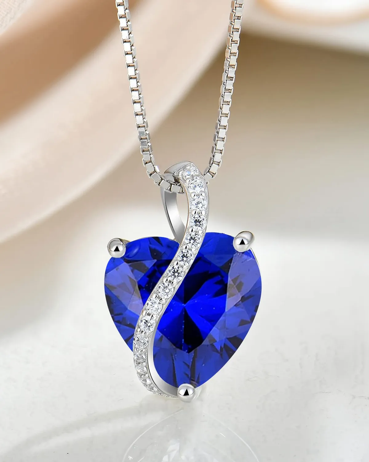 YL Cuore collana argento 925 zaffiro settembre