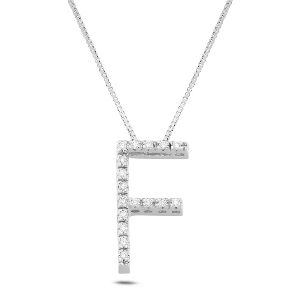 Sinico Letters collana lettera F oro bianco diamanti 40cm
