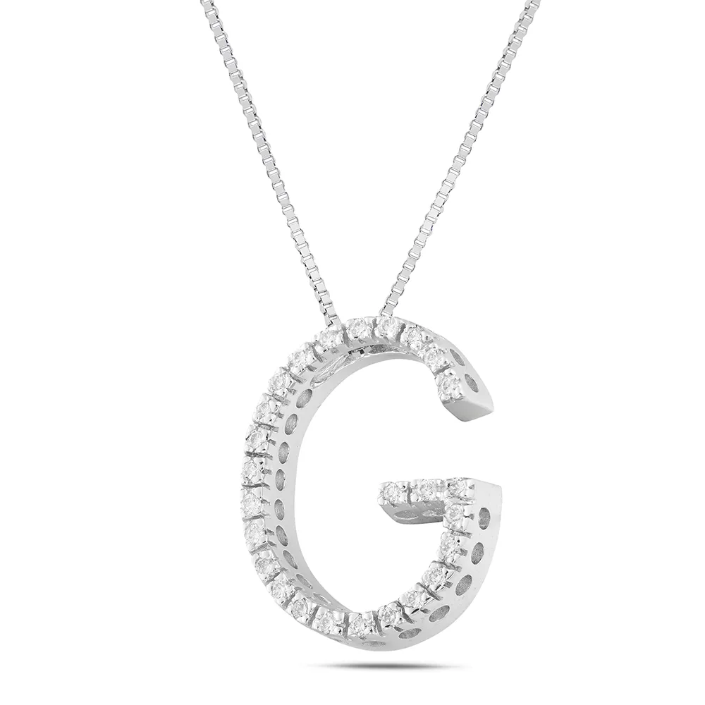 Sinico Letters G grande collana oro bianco diamanti