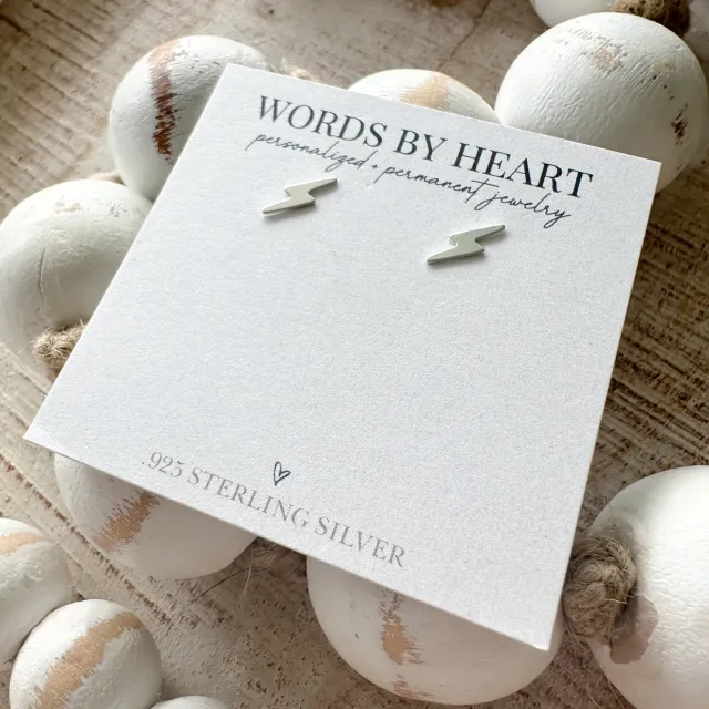 WordsByHeartCo Lightning Bolt orecchini a lobo argento 925 fulmine