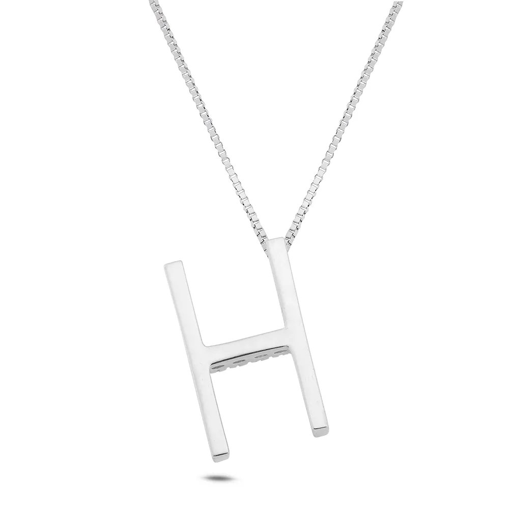 Sinico Letters Collana Lettera H Oro Bianco Diamanti 0,15 ct 42 cm