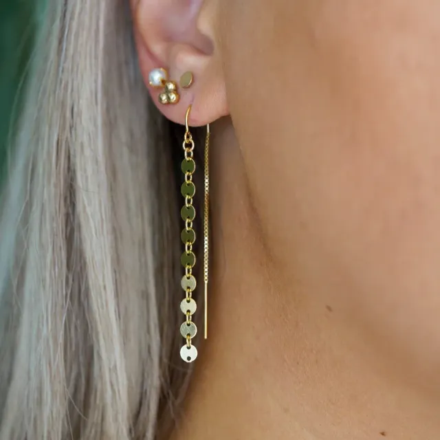WordsByHeartCo Sequin Chain Orecchini threader argento