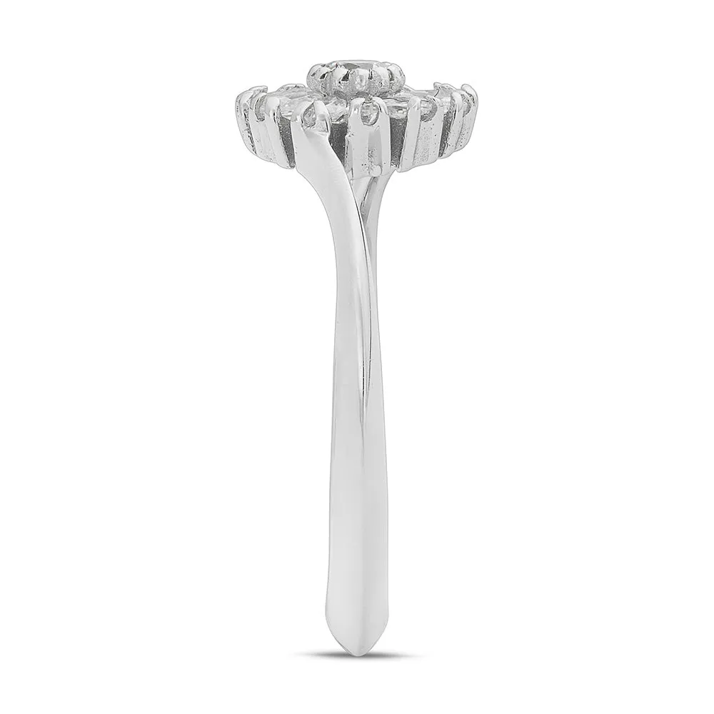 Sinico Fiore anello oro bianco zirconia misura 14