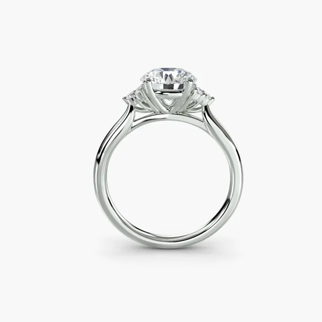 SINICO Cluster Shoulders anello solitario oro bianco 18Kt tondo