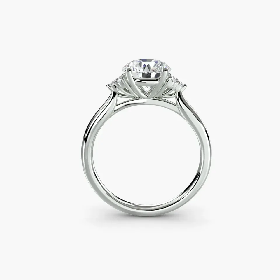 SINICO Cluster Shoulders anello solitario oro bianco 18Kt tondo