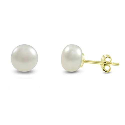 Kezef ESFWPB08WHT-10K orecchini perla 8 mm oro