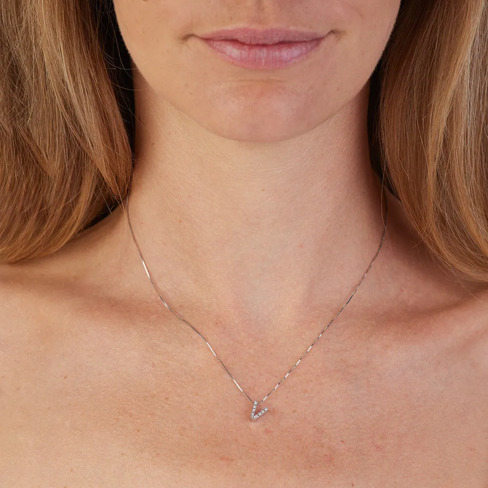 Sinico Letters V Collana Oro Bianco 18Kt Diamanti 42 cm