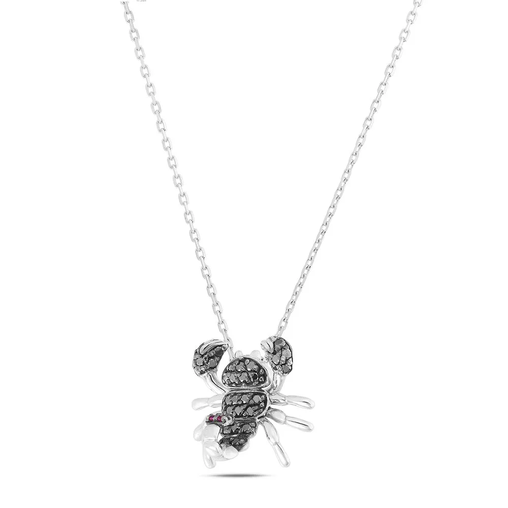 Sinico Good Luck Scorpione collana oro bianco 42 cm diamanti neri