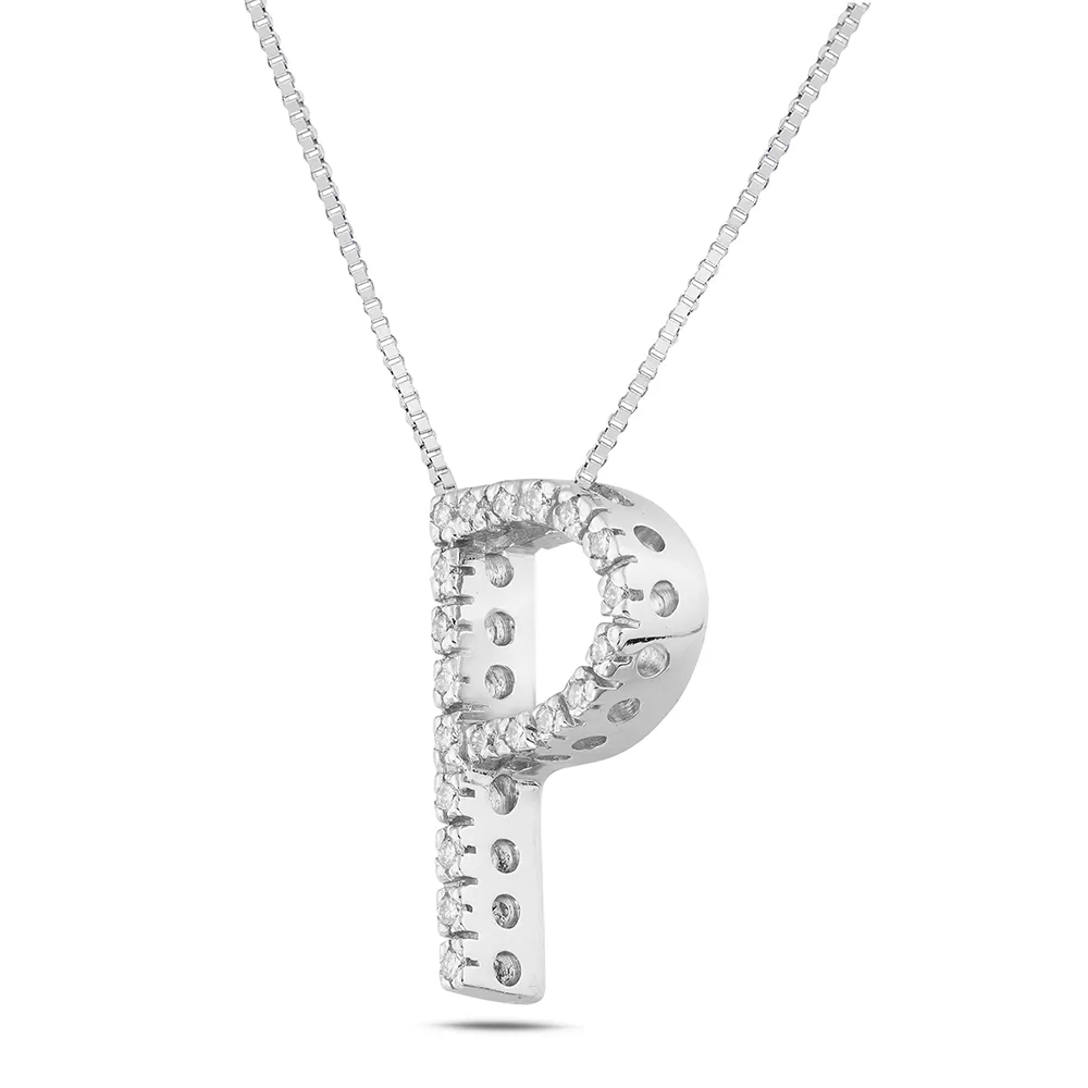 Sinico Letters collana lettera P diamanti oro bianco 42cm