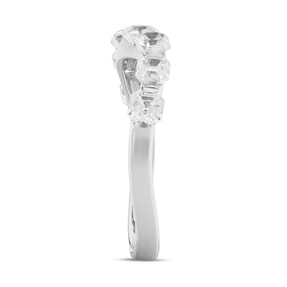 Sinico Classic veretta onda anello oro bianco 7 pietre princess