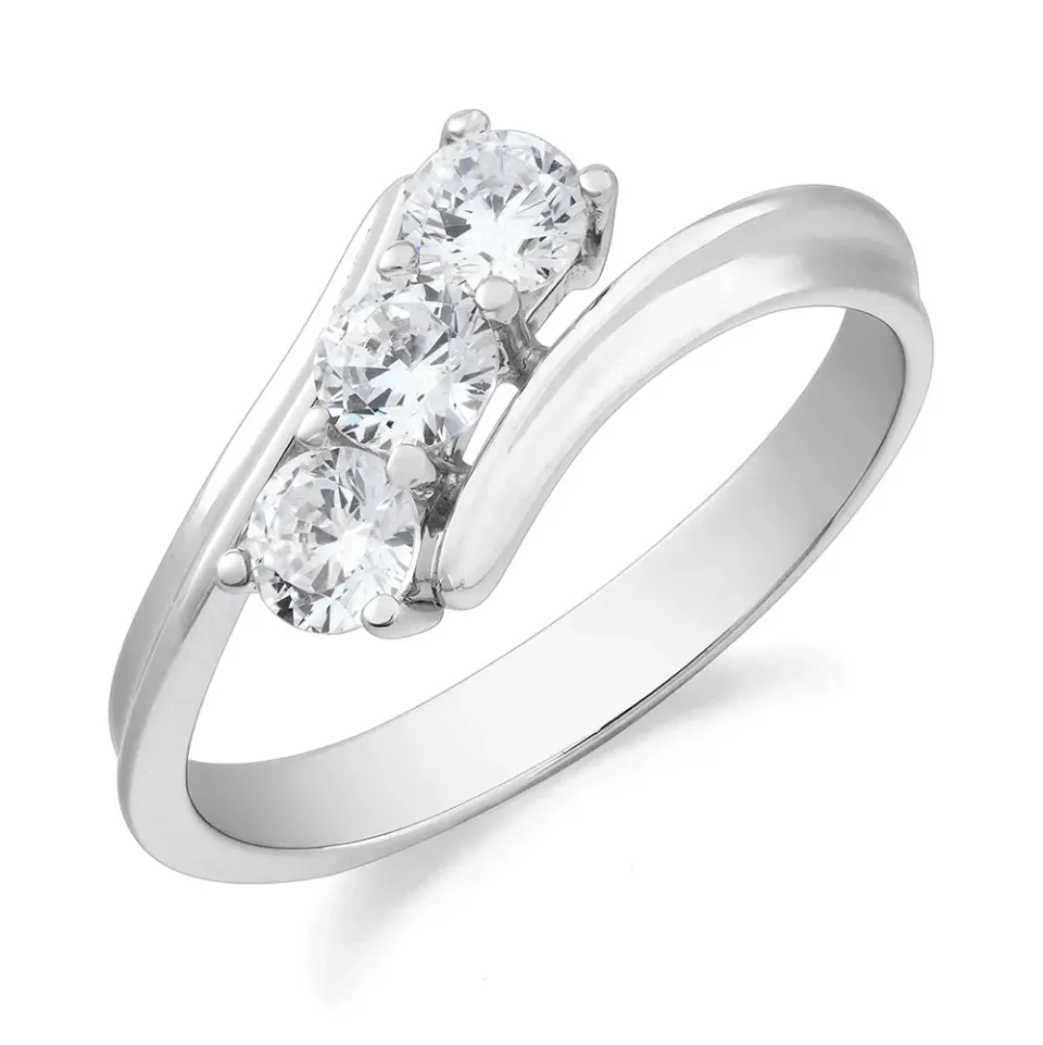 Sinico Trilogy anello onda oro bianco zirconia