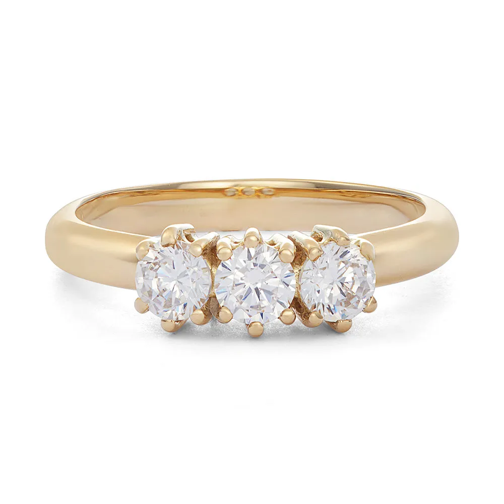 Sinico Trilogy classico anello oro giallo zirconia bianchi