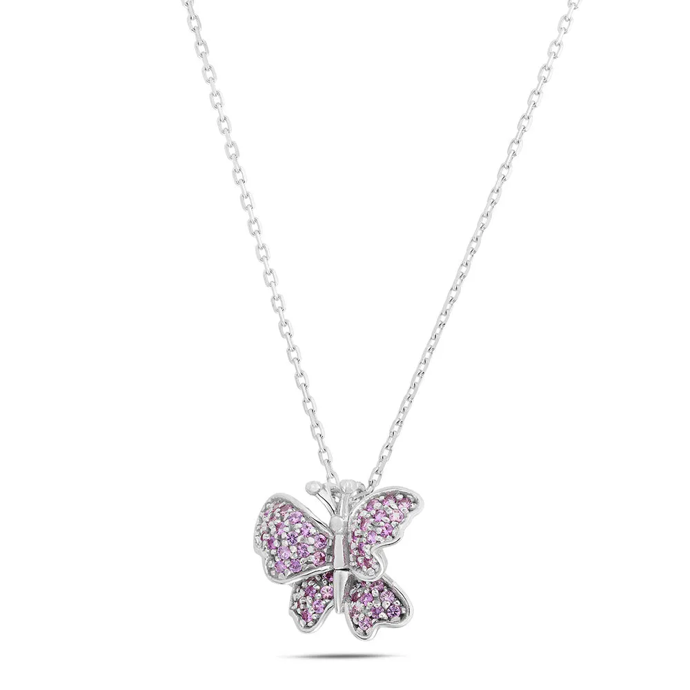 Sinico Good Luck Farfalla Collana Oro Bianco Zaffiri 42 cm