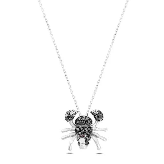 Sinico Good Luck Scorpione collana oro bianco 42 cm diamanti neri