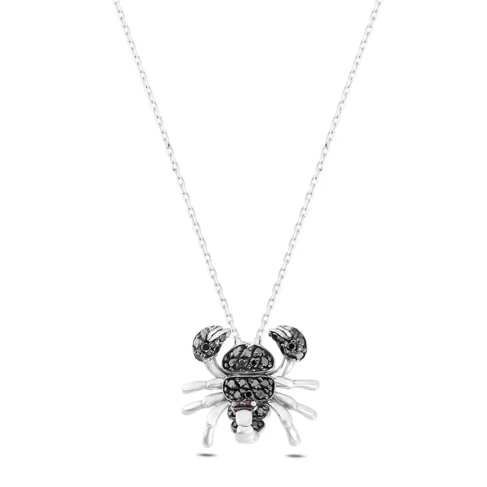 Sinico Good Luck Scorpione collana oro bianco 42 cm diamanti neri