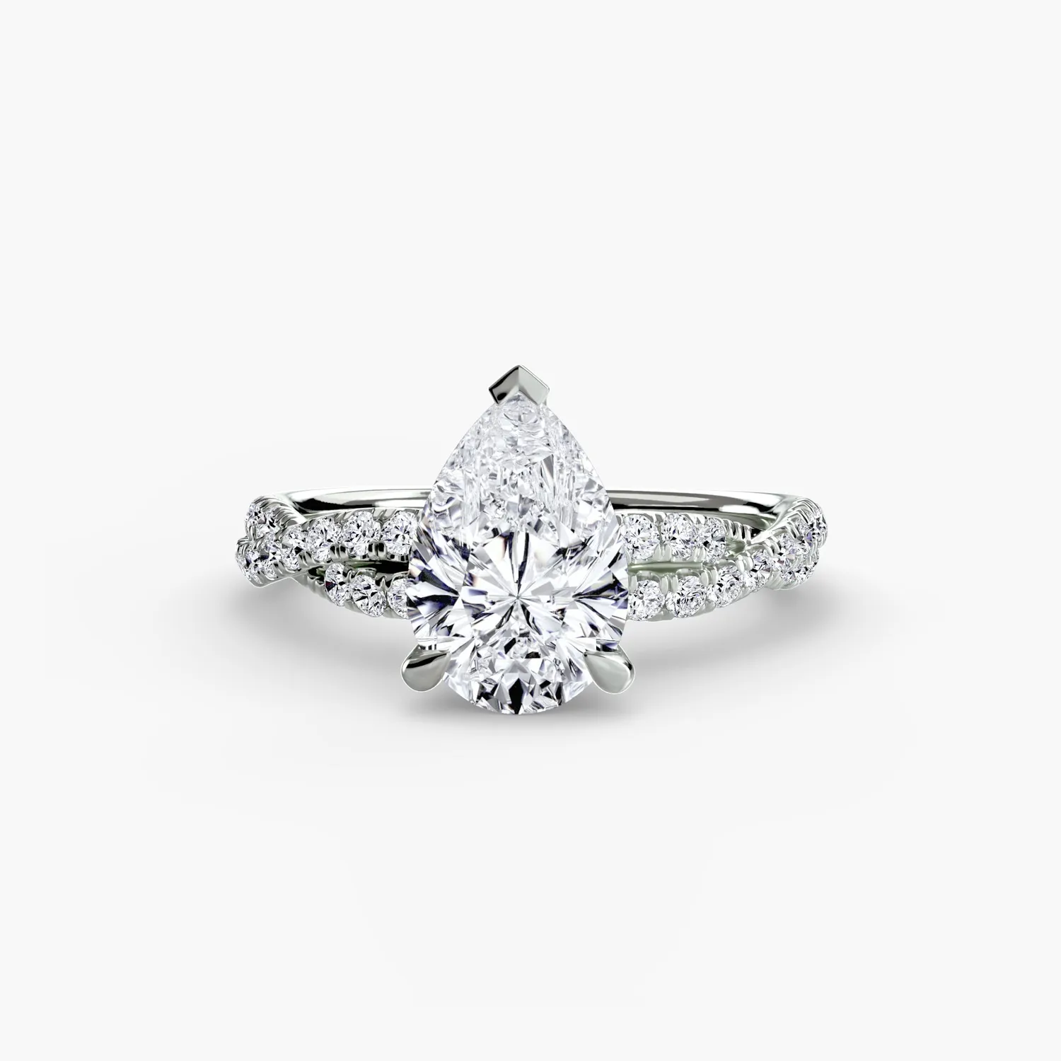 Sinico Twisted Pavé anello solitario oro bianco 14Kt