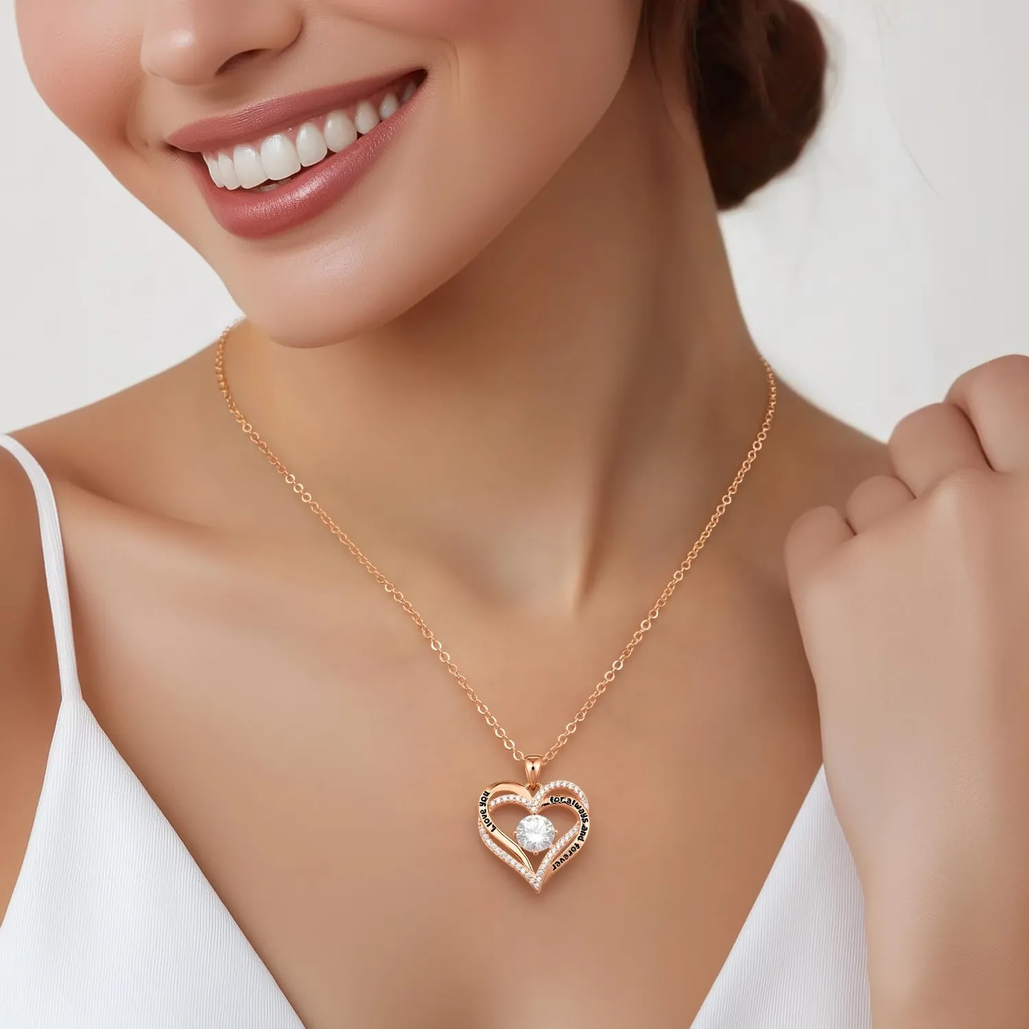 CDE Cuore collana oro rosa aprile pietra nascita