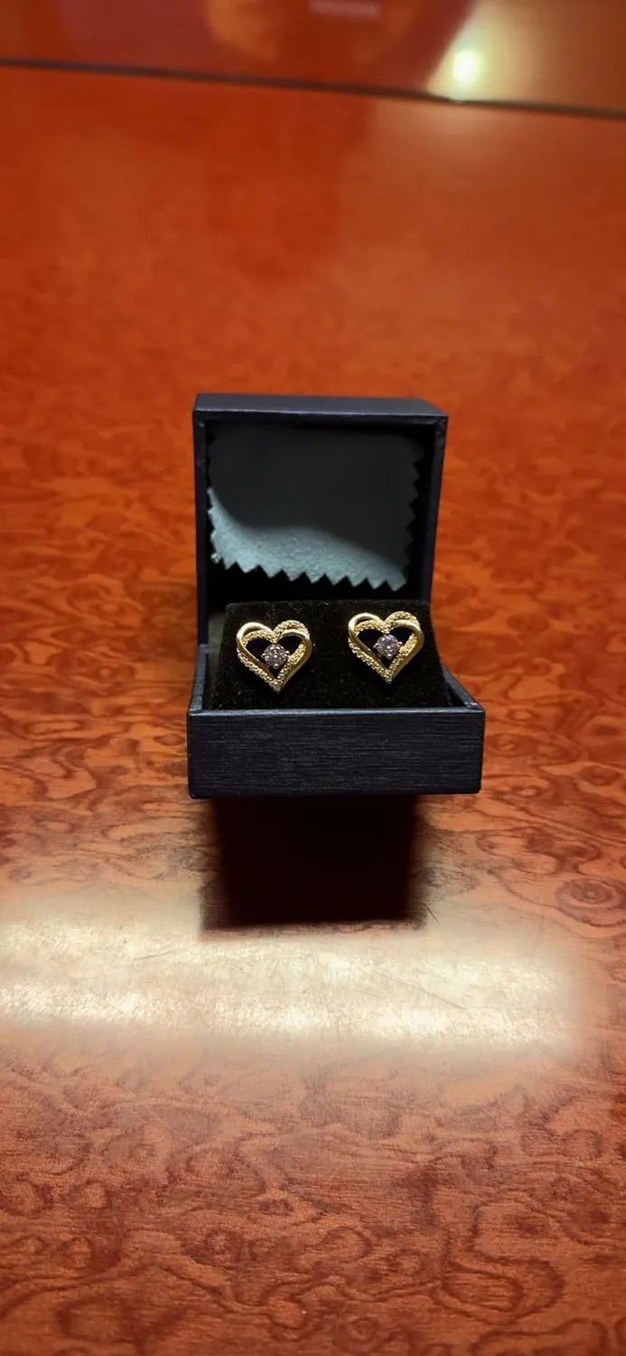 CDE Cuore orecchini a bottone argento 925 oro rosa