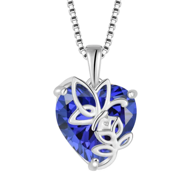 YL Rosa Farfalla Cuore collana argento 925 tanzanite dicembre