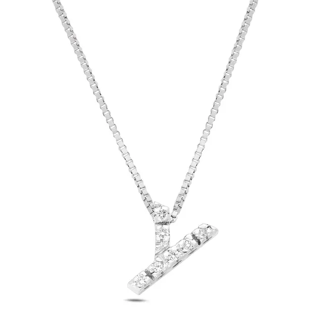 Sinico Letters Y collana oro bianco diamanti