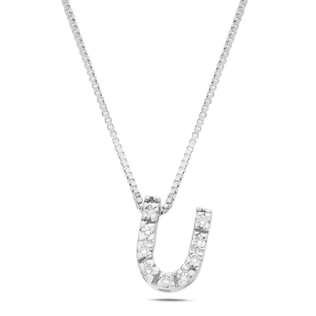 Sinico Letters lettera U piccola collana oro 42 cm diamanti