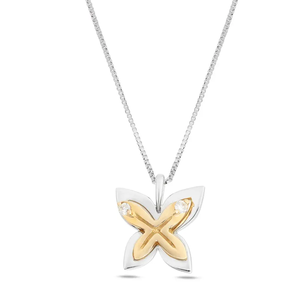 Sinico Coccole Farfalla Collana oro bianco rosa diamanti