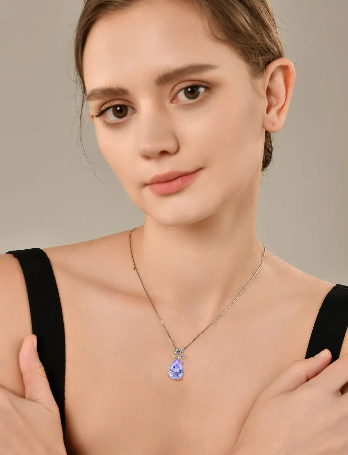 YL Giglio collana argento 925 pietra pera