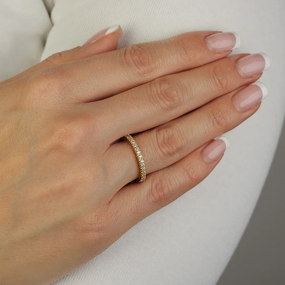 Sinico Eternity Anello Oro Giallo Misura 13 Zirconi Bianchi