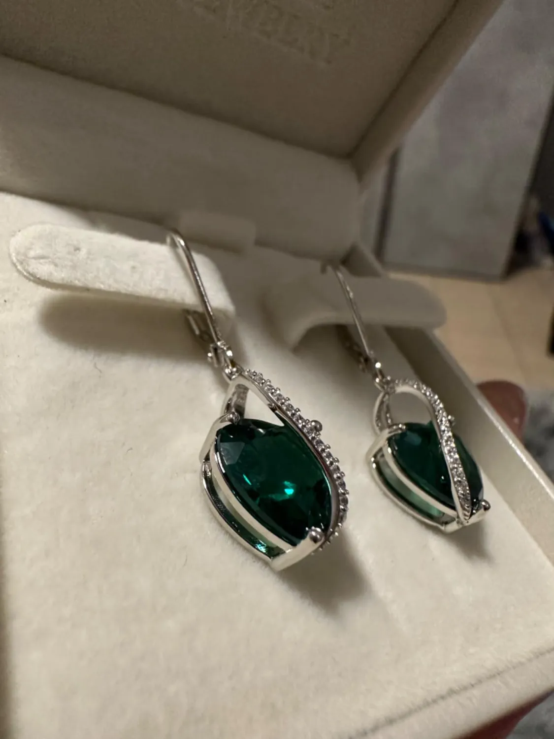 YL Cuore orecchini argento 925 smeraldo maggio