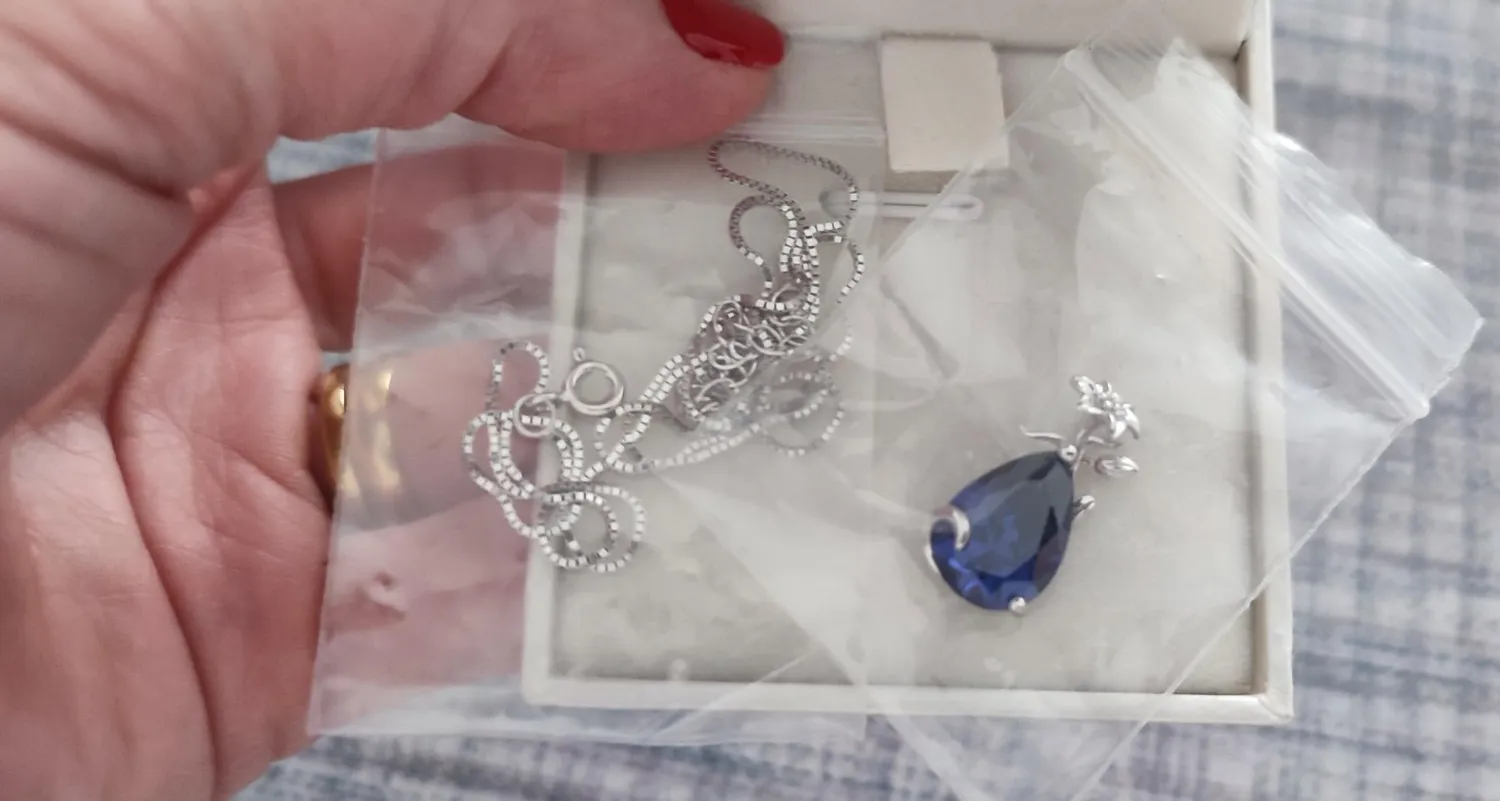 YL Giglio collana argento 925 pietra pera