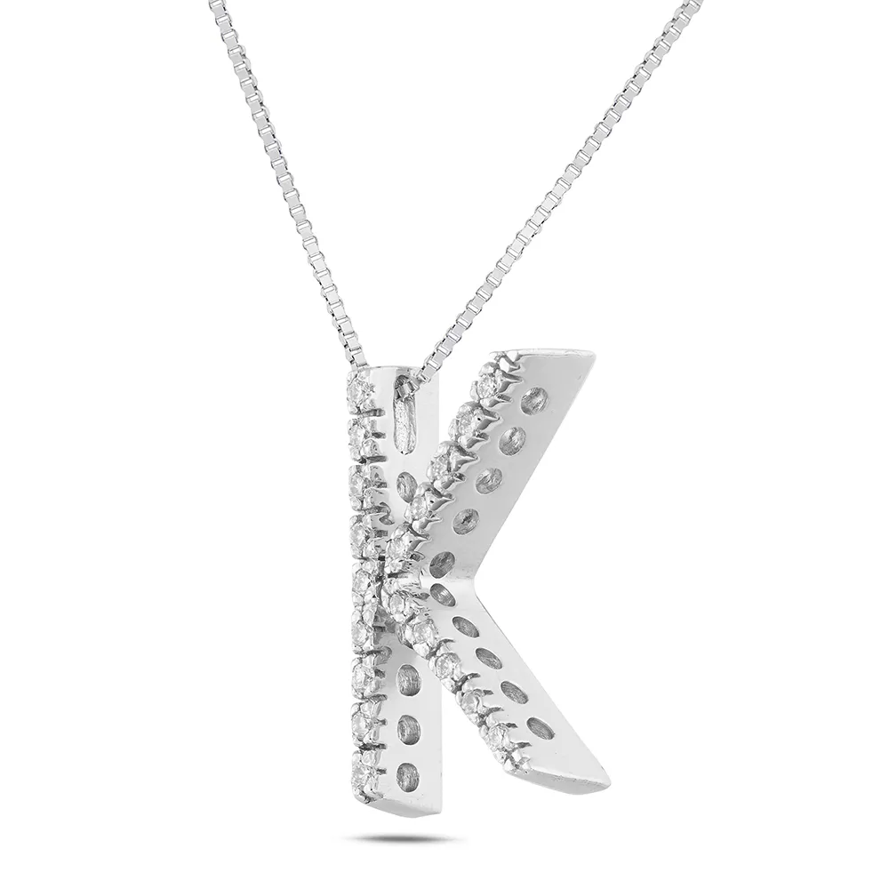 Sinico Letters Collana Lettera K Oro Bianco Diamanti 0,13 ct 42 cm