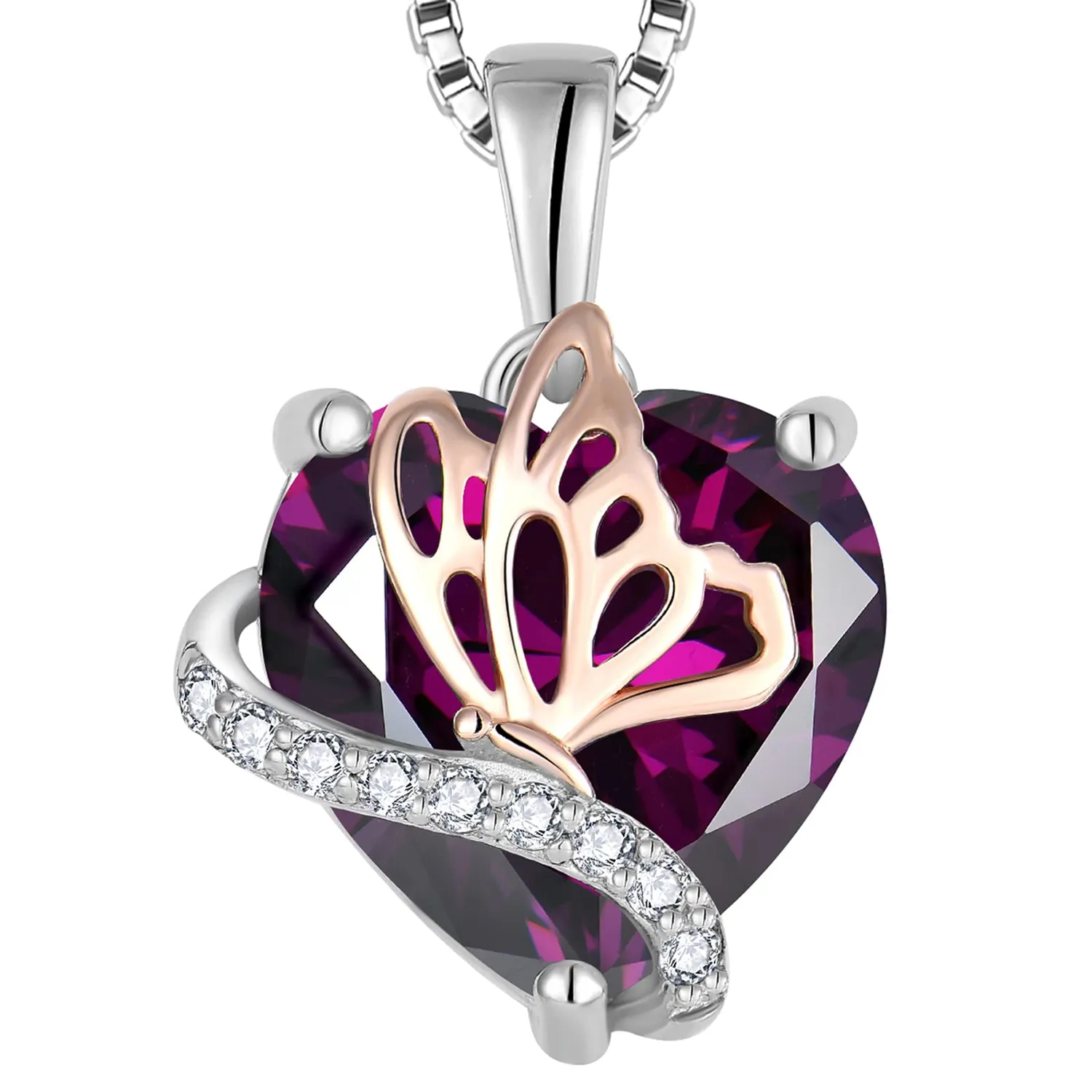 YL Farfalla Cuore collana argento 925 rubino luglio