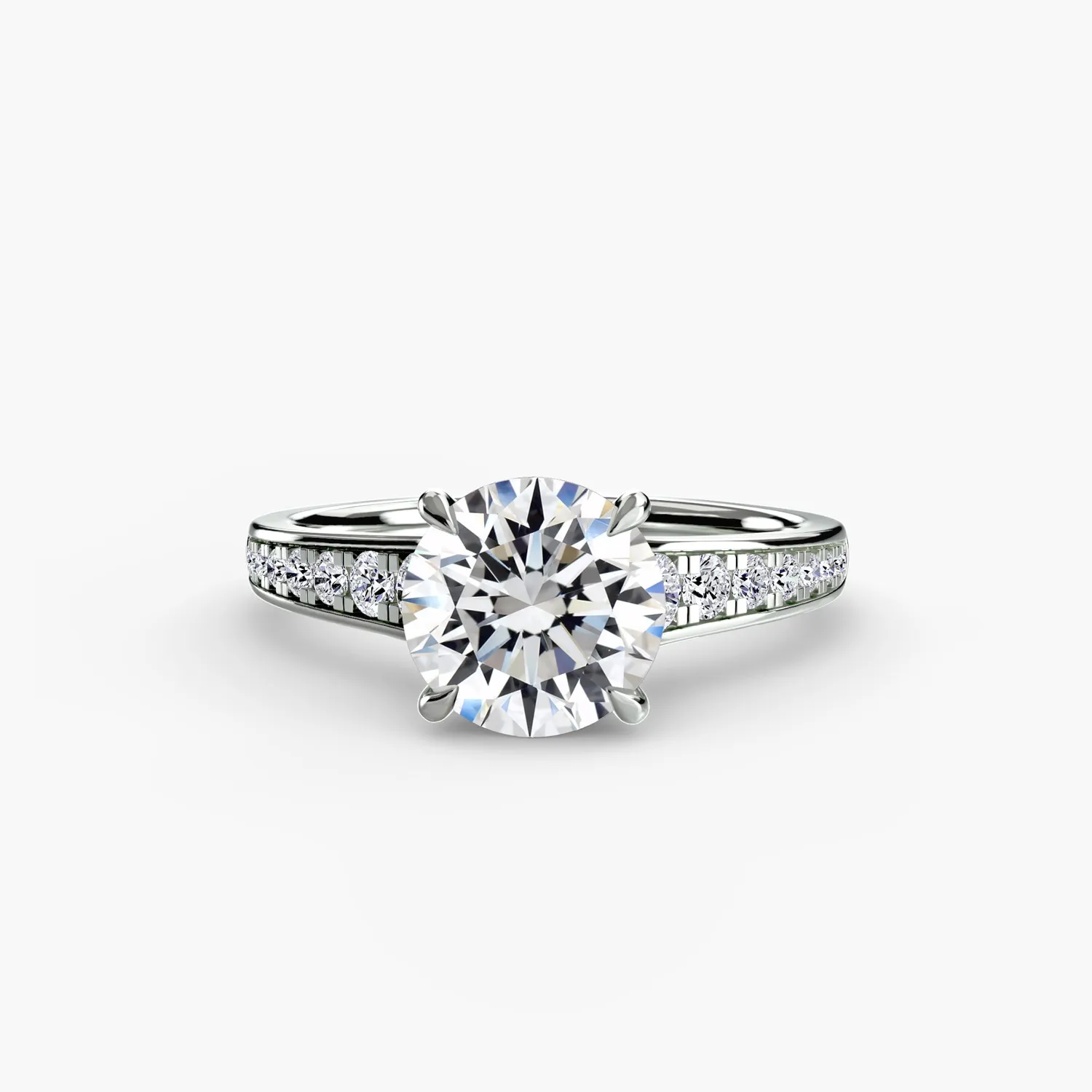 Sinico Solitaire Pave 7 anello oro bianco 14Kt pavé
