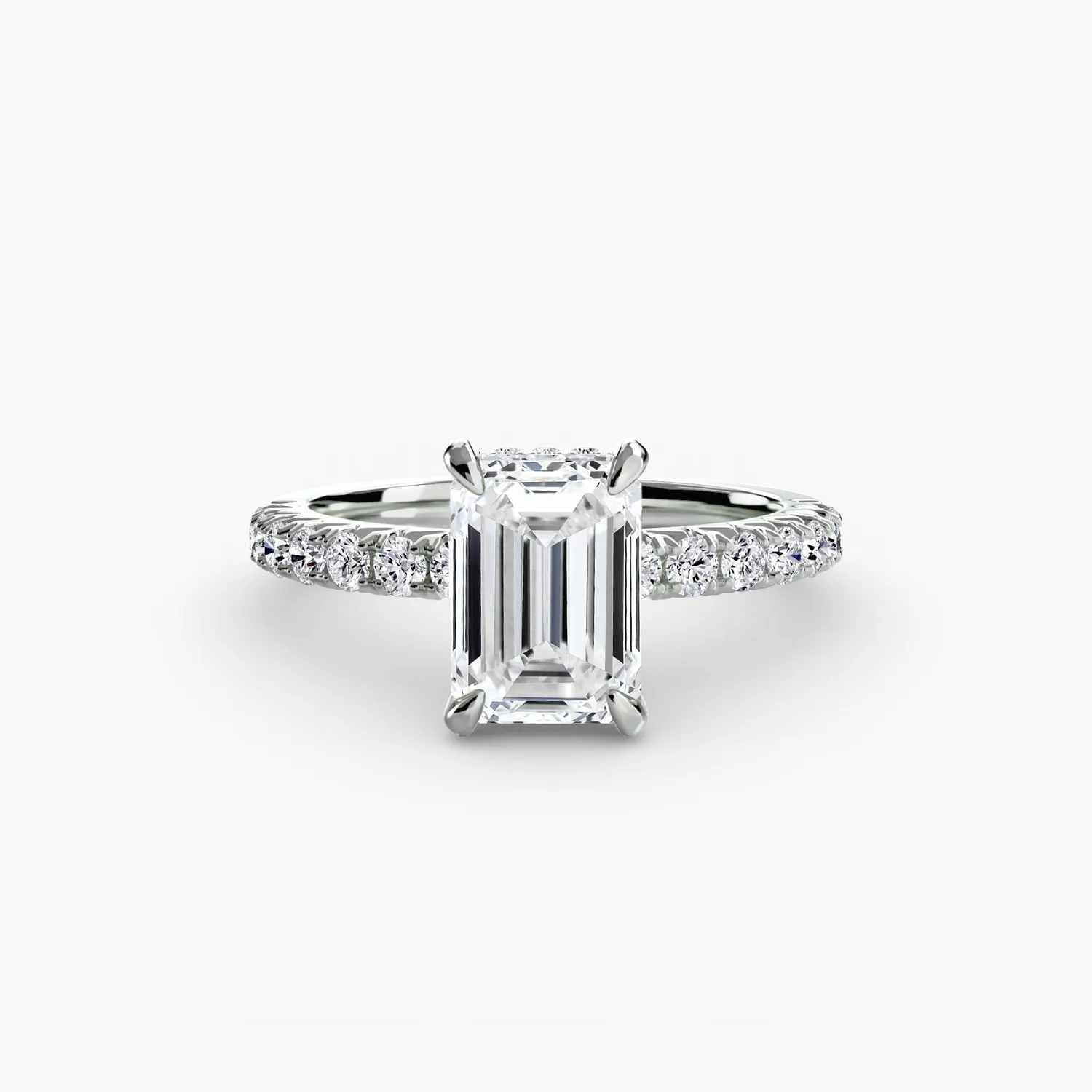 Sinico Solitaire Pavé 6 anello oro bianco 18kt tondo