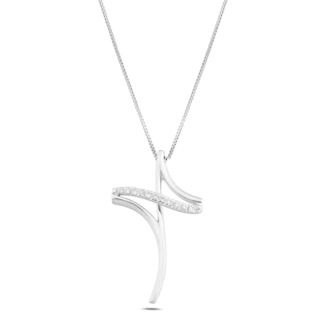 Sinico Eterea Croce Collana Oro Bianco Diamanti 42 cm